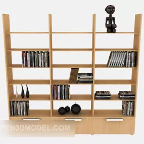 Simple Yellow Wooden Display Cabinet 3d model