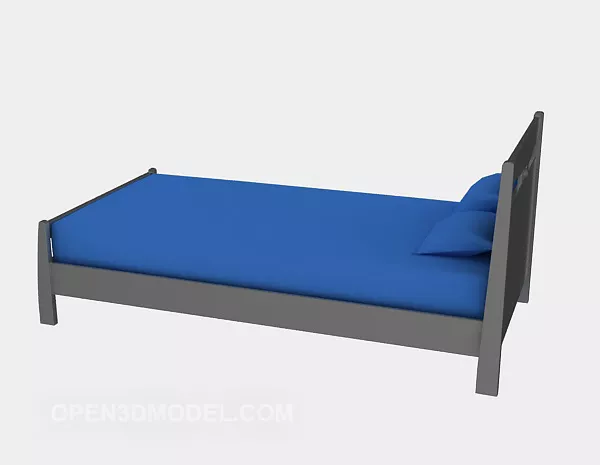 Single Bed Furniture With Blue Blanket 3d model Single Bed Furniture With Blue Blanket 3d model