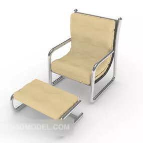 Single Modern Lounge Chair Beige Leather 3d model
