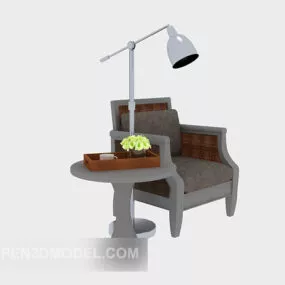Single Sofa, Side Table 3d model