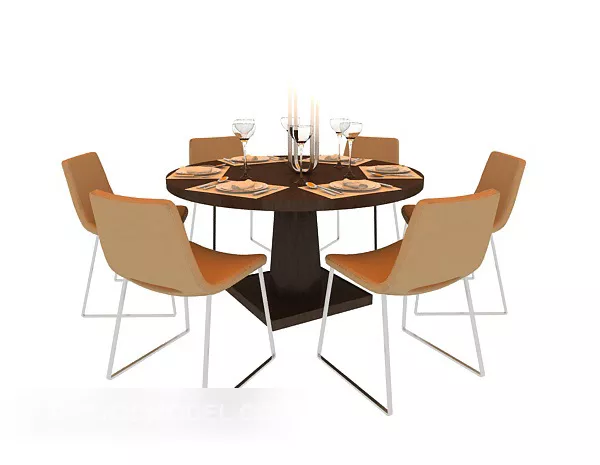 Six-person Modern Table 3d model Six-person Modern Table 3d model
