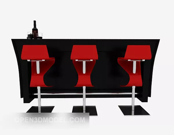 Bar Table With Chair 3d model