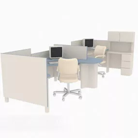 Small Cubicle Desk 3d model
