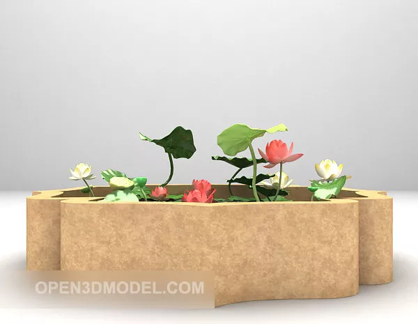 Small Lotus Pond Decoration 3d model Small Lotus Pond Decoration 3d model