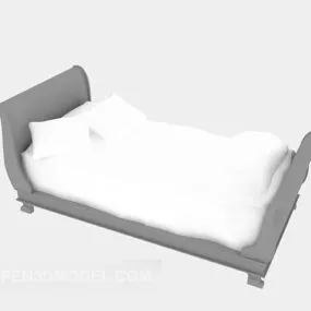 Small Single Bed White Color 3d model