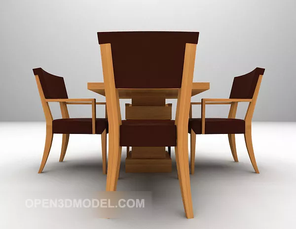 Small Square Table With Wood Chair 3d model Small Square Table With Wood Chair 3d model