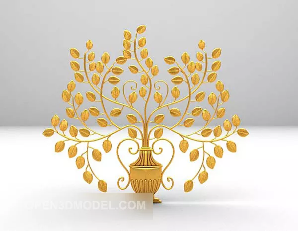 Small Golden Vase Plant Sculpture Decorative 3d model Small Golden Vase Plant Sculpture Decorative 3d model