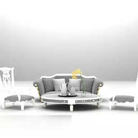 European Sofa Chair Table 3d model
