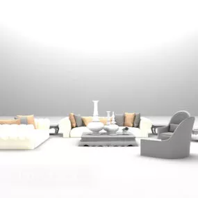 Sofa White Table Furniture 3d model