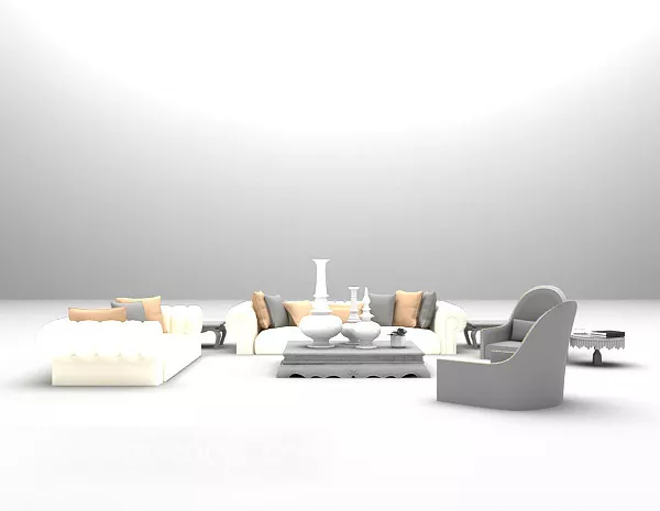 Sofa White Table Furniture 3d model Sofa White Table Furniture 3d model