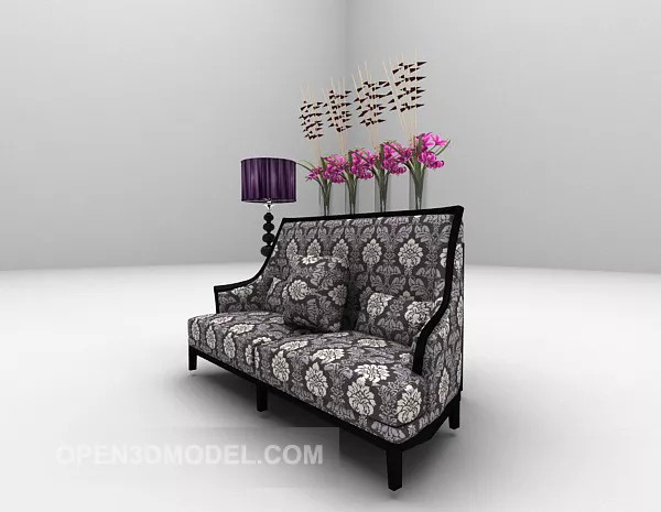 Vintage Sofa With Floor Lamp Combination 3d model Vintage Sofa With Floor Lamp Combination 3d model