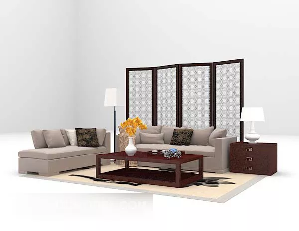 Sofa With Screen Combination 3d model Sofa With Screen Combination 3d model