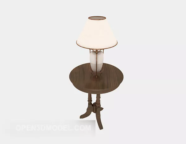 Table Lamp With Wood Side Table 3d model Table Lamp With Wood Side Table 3d model