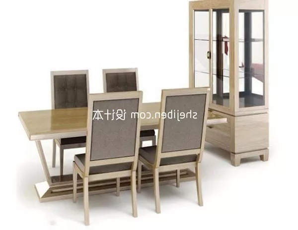 Solid Wood Table Chair With Cabinet 3d model Solid Wood Table Chair With Cabinet 3d model