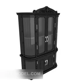 Solid Wood European Display Cabinet 3d model