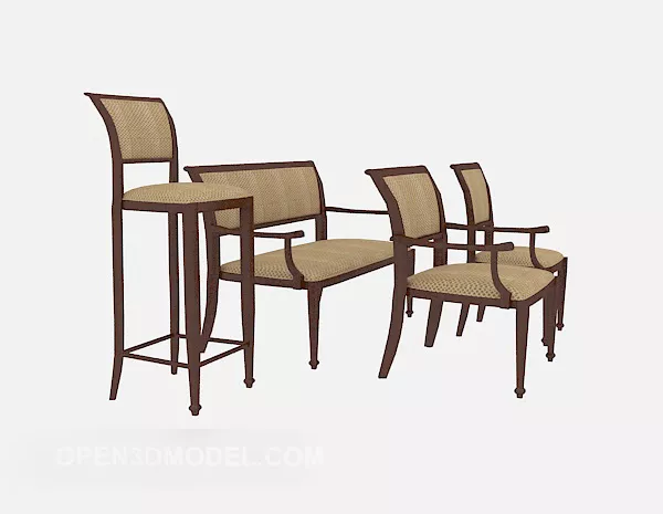 Solid Wood Armchair Collection 3d model Solid Wood Armchair Collection 3d model