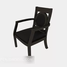 Solid Wood Armrest Dining Chair 3d model