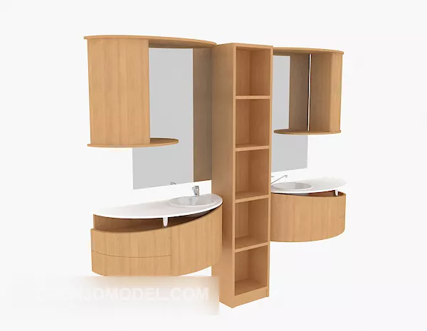 Solid Wood Bath Cabinet Furniture 3d model Solid Wood Bath Cabinet Furniture 3d model