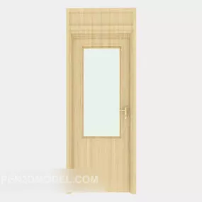 Solid Wood Bathroom Door Design 3d model
