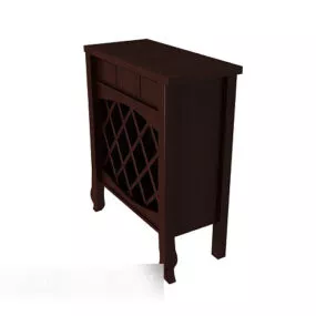 Solid Wood Brown Home Side Table 3d model