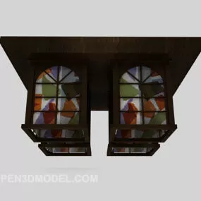 Solid Wood Chandelier 3d model