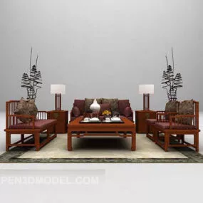 Solid Wood Combination Sofa Table 3d model