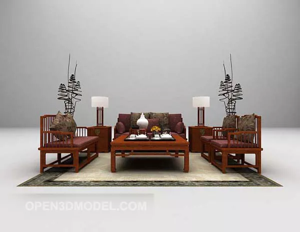 Solid Wood Combination Sofa Table 3d model Solid Wood Combination Sofa Table 3d model