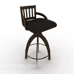 Solid Wood Dark Bar Chair 3d model