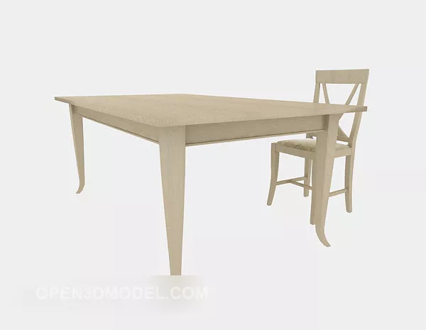 Solid Wood Desk Table And Chair 3d model Solid Wood Desk Table And Chair 3d model