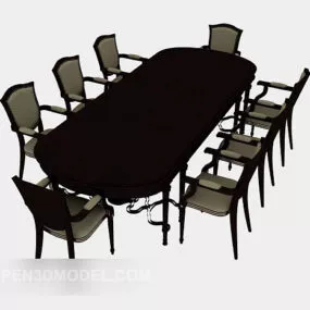 Solid Wood Dining Table And Chair 3d model