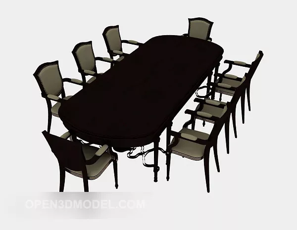 Solid Wood Dining Table And Chair 3d model Solid Wood Dining Table And Chair 3d model