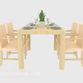 Dining Table Dining Chair Modern Style 3d model