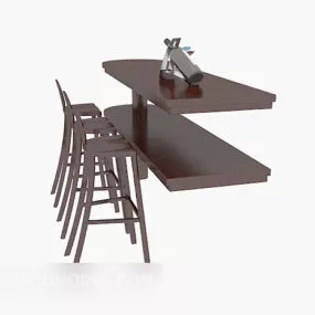 Solid Wood Home Bar Chair 3d model