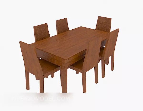 Solid Wood Rectangular Dining Table Chair 3d model Solid Wood Rectangular Dining Table Chair 3d model