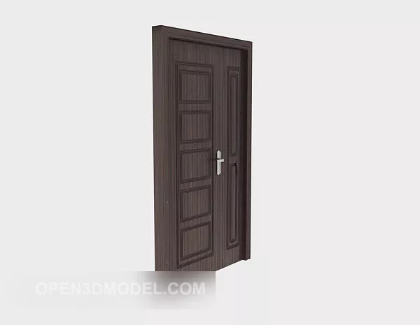 Solid Dark Wood Home Door 3d model Solid Dark Wood Home Door 3d model