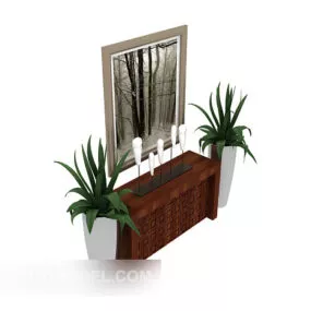 Solid Wood Home Entrance Hall Cabinet 3d model
