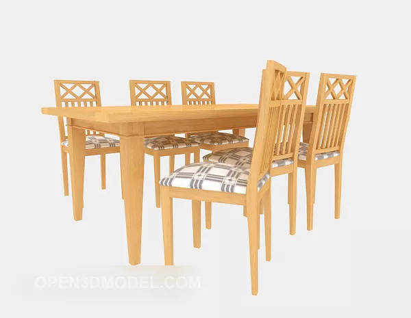 Solid Wood Dinning Table Chair 3d model Solid Wood Dinning Table Chair 3d model
