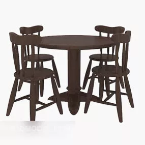Solid Wood Relaxing Table And Chair 3d model