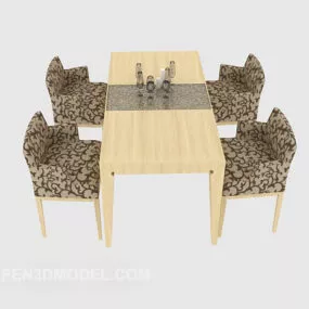 Solid Wood Minimalist Style Dining Table 3d model