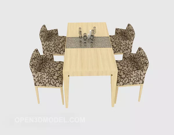Solid Wood Minimalist Style Dining Table 3d model Solid Wood Minimalist Style Dining Table 3d model