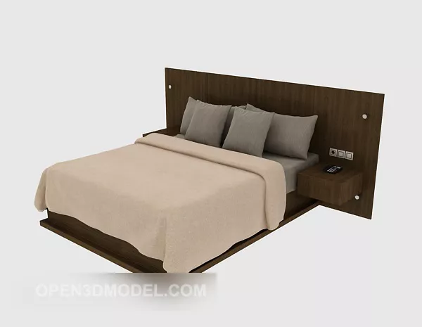 Solid Wood Modern Simple Double Bed Furniture 3d model Solid Wood Modern Simple Double Bed Furniture 3d model