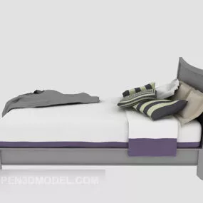 Solid Wood Modern Style Bed 3d model