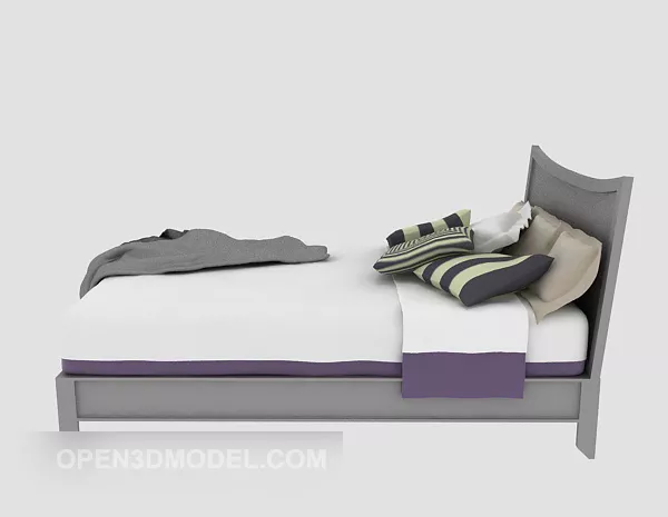Solid Wood Modern Style Bed 3d model Solid Wood Modern Style Bed 3d model