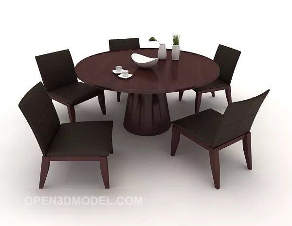 Solid Wood Modern Table And Chair Set 3d model Solid Wood Modern Table And Chair Set 3d model
