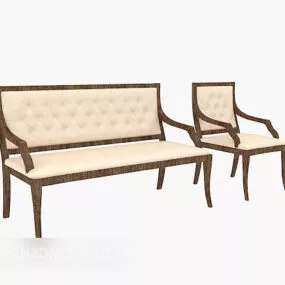 Solid Wood Multi-seaters Sofa 3d model