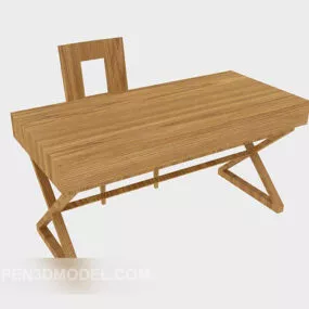 Solid Wood Pastoral Style Desk 3d model