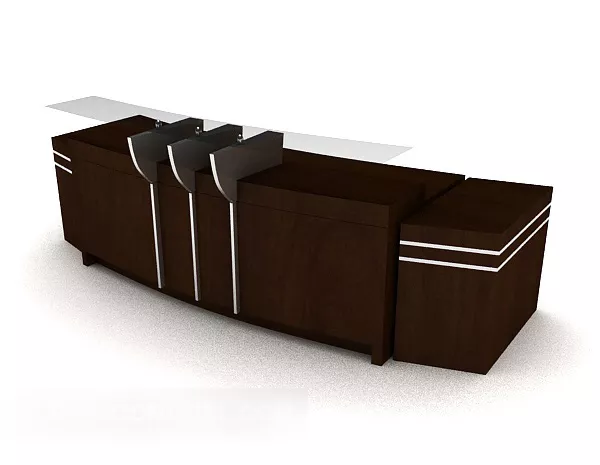 Solid Wood Reception Front Desk 3d model Solid Wood Reception Front Desk 3d model