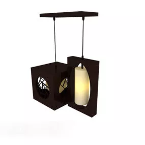 Solid Wood Retro Chandelier 3d model