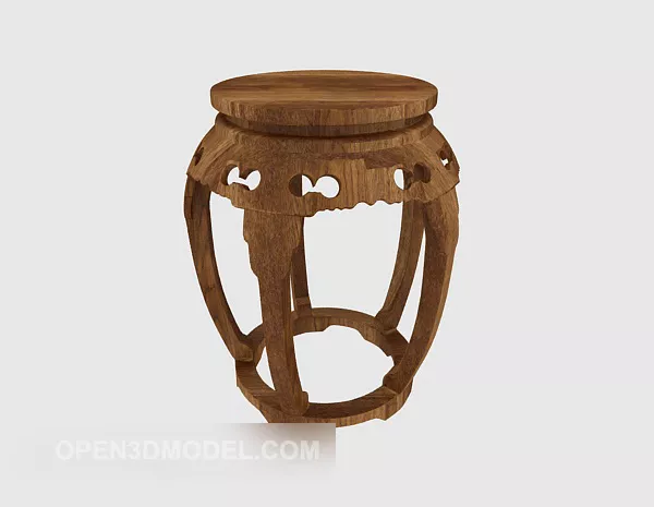 Solid Wood Round Stool 3d model Solid Wood Round Stool 3d model