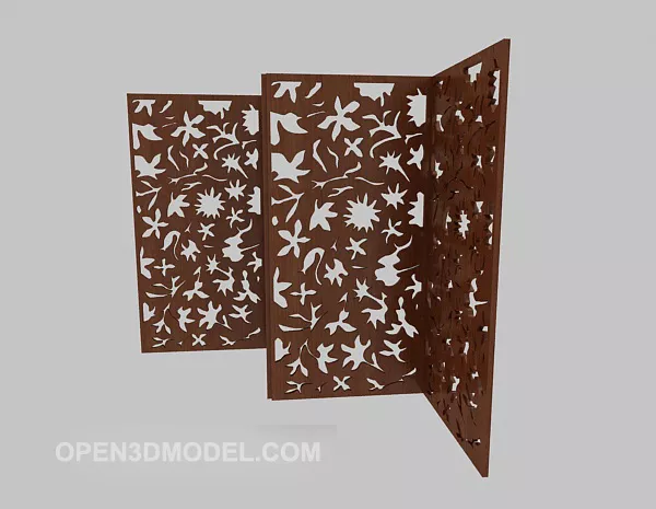 Screen Partition With Stool Table Decoration 3d model